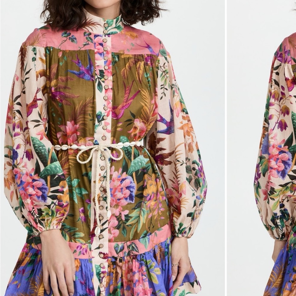 Floral Button-Up Dress with Belt